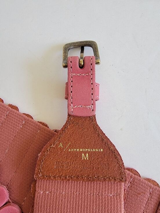 Anthropologie Tabitha Tabby Wide Stretch Belt Size Medium Leather Pink Boho main image 7